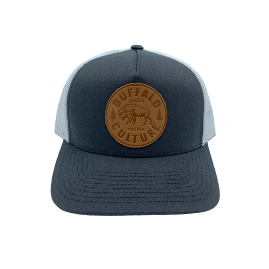 Always Moving Leather Patch Trucker Hat